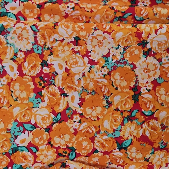 LuLaRoe Floral Orange & Red Top, Short Sleeve, Stretch, Sz XL - Picture 5 of 6